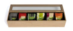 Sakura Tea Theedoos - Hout - 6-vaks - Met Fluweel - 43 X 9 Cm -Speciaalzaken Voor Keukengerei 3 6 vaks lang 7
