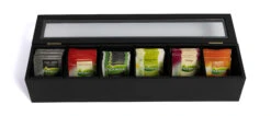 Sakura Tea Theedoos - Zwart - 6-vaks - Met Fluweel - 43 X 9 Cm -Speciaalzaken Voor Keukengerei 3 6 vaks lang 8