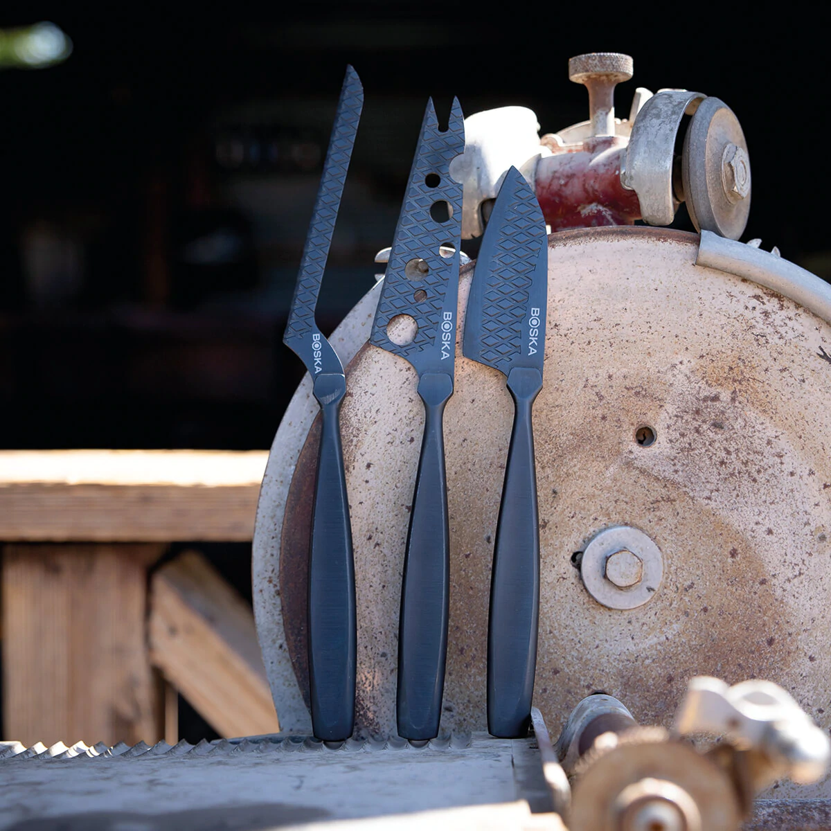 Boska Kaasmessenset Monaco+ Zwart - Met Lederen Hoes 6 Boska Kaasmessenset Monaco+ Zwart - Met Lederen Hoes - Afbeelding 4