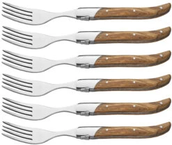 Jay Hill Steakvorken Laguiole - Olijfhout - 6 Stuks -Speciaalzaken Voor Keukengerei 8720364450892 2