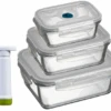 Sareva Vacuum Ovenschalen / Vershoudbakjes - Hittebestendig Glas - 4 Delige Set / 485 + 970 + 1.7 Ltr -Speciaalzaken Voor Keukengerei 8720364455859 1