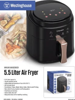 Westinghouse Airfryer / Heteluchtfriteuse - 1400 W - Zwart - 5.5 Liter -Speciaalzaken Voor Keukengerei 902x1200