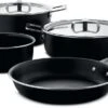 Alessi Pannenset Pots&Pans - AJM100S6 A - Zwart - 4 Delige Set - Door Jasper Morrison -Speciaalzaken Voor Keukengerei AJM100S6 A 01
