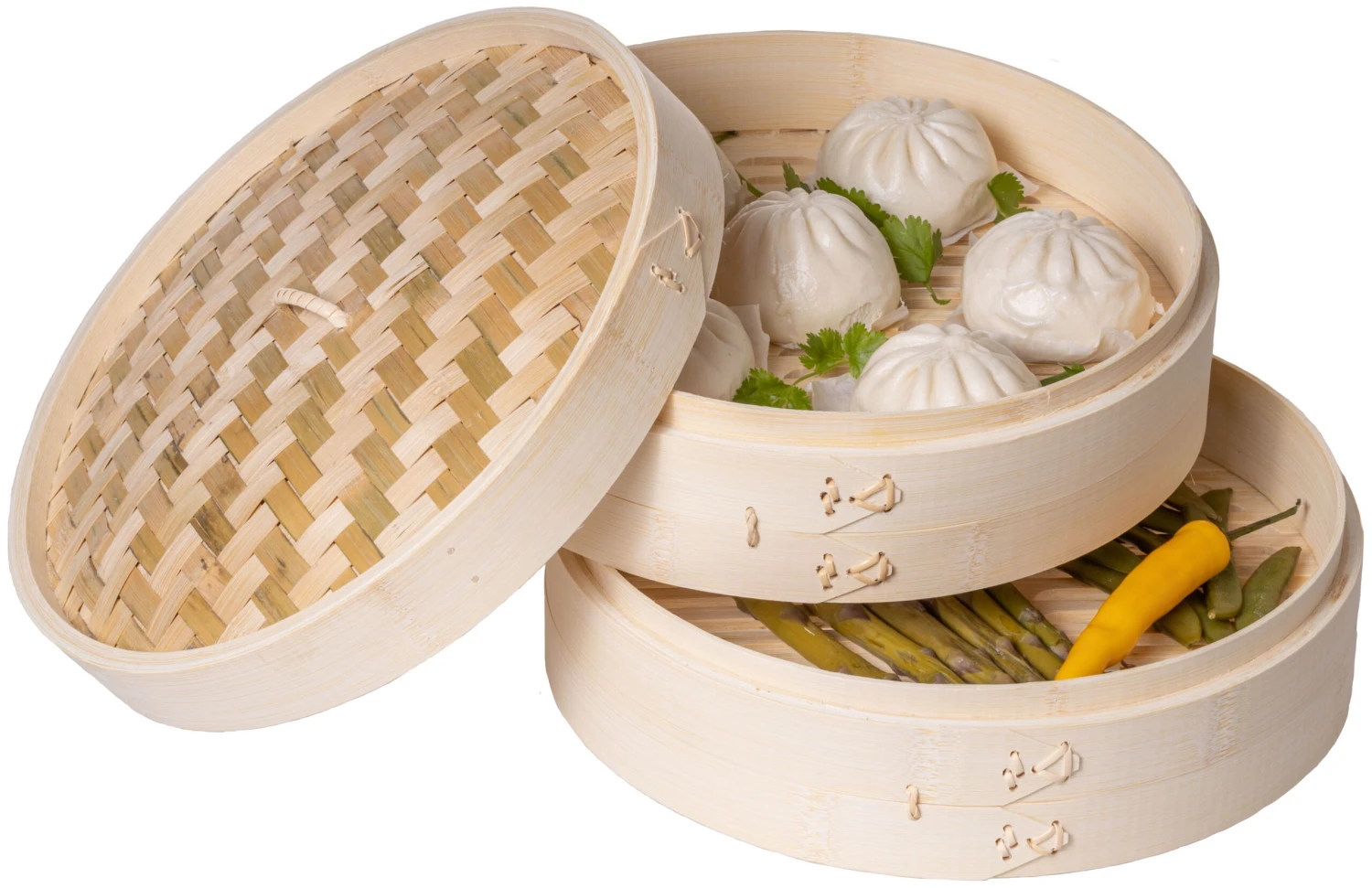 Sareva Stoommandje - Bamboe - 2-laags - ø 30 Cm 3 Sareva Stoommandje - Bamboe - 2-laags - ø 30 Cm