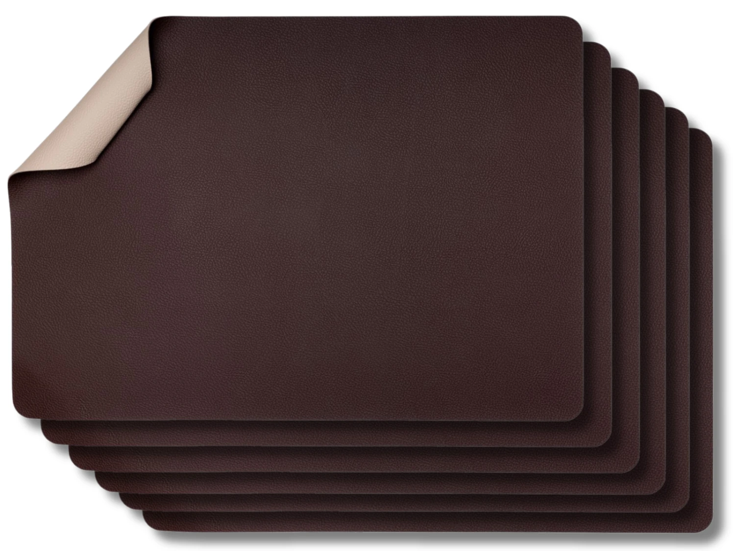 Jay Hill Placemats - Vegan Leer - Bruin / Zand - Dubbelzijdig - 46 X 33 Cm - 6 Stuks 3 Jay Hill Placemats - Vegan Leer - Bruin / Zand - Dubbelzijdig - 46 X 33 Cm - 6 Stuks