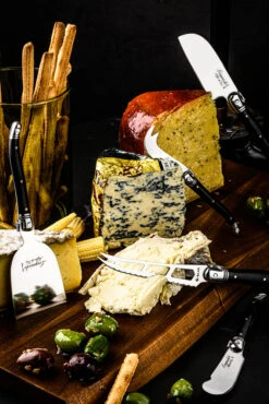 Laguiole Style De Vie Kaasmessen Met Plank Premium Line - Zwart -Speciaalzaken Voor Keukengerei Kaas5ZwartPlank 2
