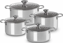 Le Creuset 4 Delige Pannenset Signature - RVS - Inductie - 4 Kookpannen - Inclusief Deksels