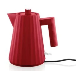 Alessi Waterkoker Plissé - Droogkookbeveiliging - Rood - Michele De Lucchi - 1 Liter - MDL06/1 R -Speciaalzaken Voor Keukengerei MDL06 1 R 1