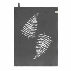 Walra Theedoek Leaves Off Black 50 X 70 Cm -Speciaalzaken Voor Keukengerei WALRA KT DRYWITHLEAVES 50X70 OFFBLACK PS 1 1024x1024