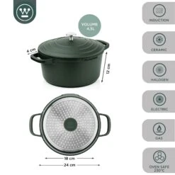 Westinghouse Braadpan Performance - Gracious Green - ø 24 Cm / 4.5 Liter -Speciaalzaken Voor Keukengerei WCCC0095024SG 3