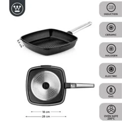 Westinghouse Grillpan Performance - Blissful Black - 28 X 28 Cm - Standaard Anti-aanbaklaag -Speciaalzaken Voor Keukengerei WCFP0095G28BK 3