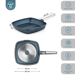 Westinghouse Grillpan Performance - Bravery Blue - 28 X 28 Cm - Standaard Anti-aanbaklaag 13 Westinghouse Grillpan Performance - Bravery Blue - 28 X 28 Cm - Standaard Anti-aanbaklaag -Speciaalzaken Voor Keukengerei WCFP0095G28BL 3