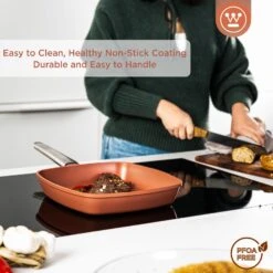 Westinghouse Grillpan Performance - Rebel Red - 28 X 28 Cm - Standaard Anti-aanbaklaag -Speciaalzaken Voor Keukengerei WCFP0095G28OR 4