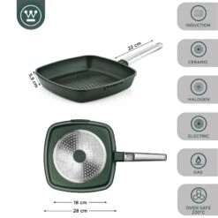 Westinghouse Grillpan Performance - Gracious Green - 28 X 28 Cm - Standaard Anti-aanbaklaag -Speciaalzaken Voor Keukengerei WCFP0095G28SG 3
