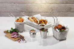 Hendi Frietmandje RVS ø 9 Cm -Speciaalzaken Voor Keukengerei mini frituurmand rvs snack holder o8 3