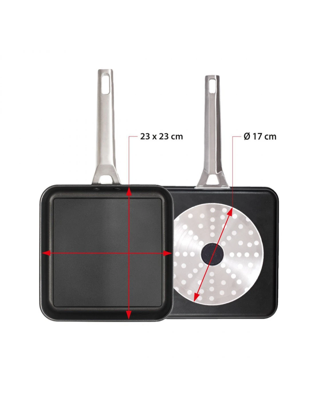 Valira Grillpan Aire - Gladde Bodem - 23 X 23 Cm - Standaard Anti-aanbaklaag 4 Valira Grillpan Aire - Gladde Bodem - 23 X 23 Cm - Standaard Anti-aanbaklaag - Afbeelding 2