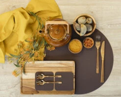 Jay Hill Placemats - Vegan Leer - Bruin / Zand - Dubbelzijdig - ø 38 Cm - 6 Stuks -Speciaalzaken Voor Keukengerei placemat 8 8